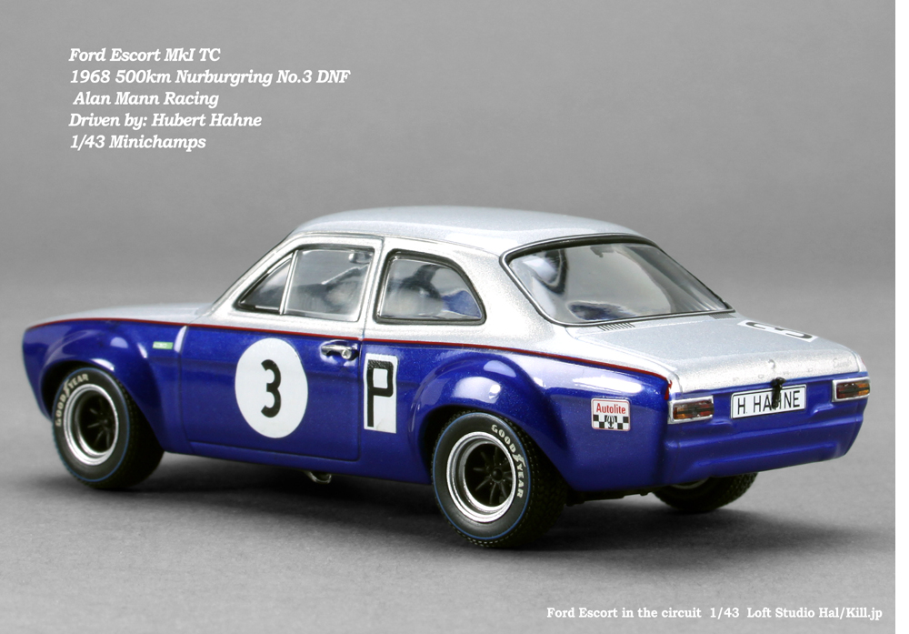 Ford Escort MkI TC 1968 500km Nurburgring No.3 DNF Alan Mann Racing Driven by: Hubert Hahne 1/43 Minichamps